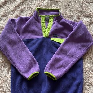 Patagonia Purple and Navy Fleece with Lime Accents